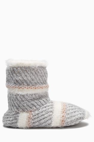 Light Pink Stripe Knitted Boots